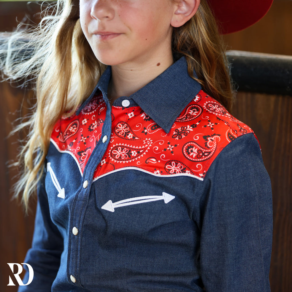 *youth* Denim & Red Bandana Rodeo Shirt — view 3