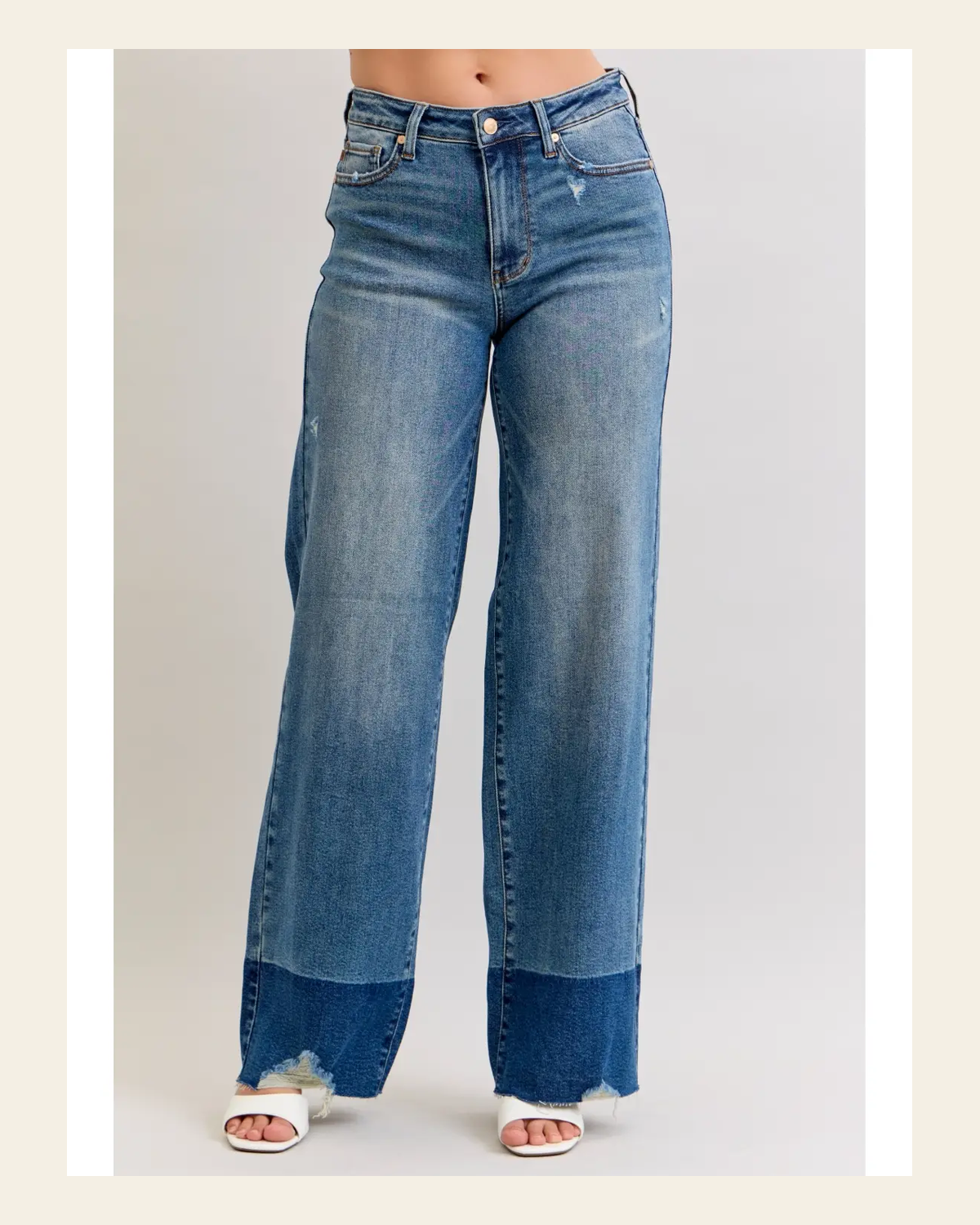Zoe Straight Denim | Jeans on a warm cream background